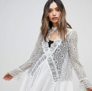 Free People Tell Tale lace raw hemmed Tunic